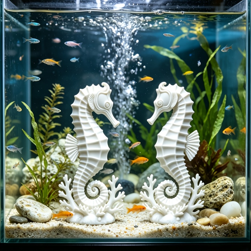 Aquarium Planting Ideas - ชุดตุ๊กตาปลาทะเลรูปม้าน้ำ 2 ชิ้น พิมพ์ 3 มิติ